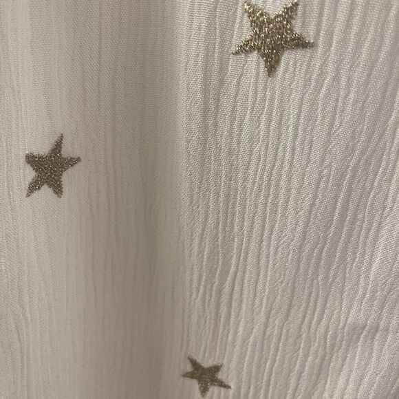 Francesca’s Mi Ami White & Gold Star Mini Dress – NWOT, Crinkle Gauze, Size S - Picture 4 of 4